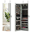 Wall and Door Mounted Mirrored Jewelry Cabinet with Lights