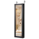 Wall or Door Mounted Jewelry Cabinet with Full-Length Mirror and LED Lights