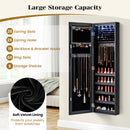Wall or Door Mounted Jewelry Cabinet with Full-Length Mirror and LED Lights