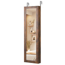 Wall or Door Mounted Jewelry Cabinet with Full-Length Mirror and LED Lights