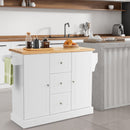 2-Door Large Mobile Kitchen Island Cart with Hidden Wheelsand 3 Drawers