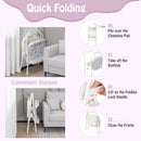 Folding Baby Changing Table with Bathtub and 4 Universal Wheels-White
