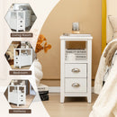 Set of 2 End Table Wooden with 2 Drawer & Shelf Bedside Table
