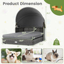 Wicker Dog House with Adjustable Canopy & Cushions