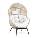 Wicker Oversized Egg Style Chair with Cushions and Headrest