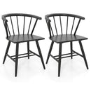 Windsor Dining Chair Set of 2 Mid-Century Modern Black Kitchen Chairs-Black