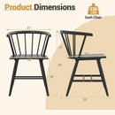 Windsor Dining Chair Set of 2 Mid-Century Modern Black Kitchen Chairs-Black