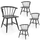 Windsor Dining Chair Set of 4 Mid-Century Modern Black Kitchen Chairs-Black