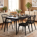 Windsor Dining Chairs Set of 4 with Spindle Backrest-Black