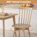 Windsor Dining Chairs Set of 2 Mid Century Rubber Wood Kitchen Chairs with Swivel Seat