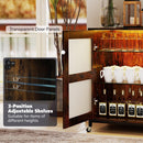Wine Bar Cabinet with LED Light and Adjustable Shelves-Rustic Brown
