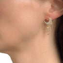 Witchy Moon Earrings | Gold Ivory Crescent and Star Drop Earrings