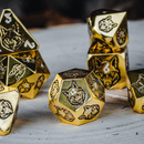 Wolves' Den White, Black, and Gold Metal Dice Set