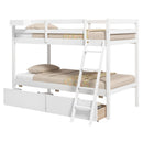 Twin Over Twin Bunk Bed Wood Bed Frame with 2 Storage Drawers and Ladder