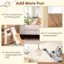 68 Inch Tall Cat Tree with 3 Padded Perches Condo and Sisal Scratching Posts-Natural