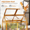 Wood Cold Frame Greenhouse Raised Flower Planter Protection with Adjustable Roof-Orange