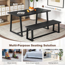 Wood Dining Bench with Metal Frame and Adjustable Footpads