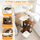 7-Layer Wooden Cat Tree Tall Cat Tower with Sisal Posts and Condo-Brown