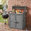 Wood Potting Bench with Stainless Steel Top and Storage