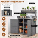 Wood Potting Bench with Stainless Steel Top and Storage