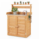 Wood Potting Bench with Stainless Steel Top and Storage