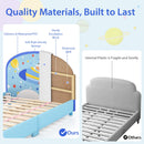 Wood Upholstered Twin Bed Platform with Slat Support