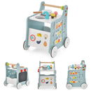 6-in-1 Wooden Baby Stroller with Play Kitchen for Kids Over 12 Months
