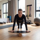 Wooden Balancing Board with Cork Roller and Storage Rack to Exercise
