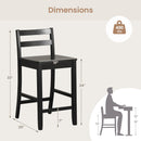 Wooden Bar Stools Set of 2 with Ergonomic Backrest and Footrest