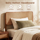 Queen Rattan Headboard Bed Frame with Wood Slat Support