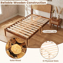 Queen Rattan Headboard Bed Frame with Wood Slat Support