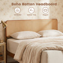 Queen Rattan Headboard Bed Frame with Wood Slat Support