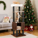 Wooden Cat Tower Top Perch with Soft Padding-Brown