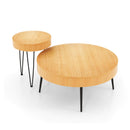 2 Set of Wooden Coffee Table with Metal Legs and Adjustable Foot Pads