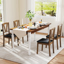 Wooden Dining Chair Set of 2 with PU Leather Upholstered and Rubber Wood Frame-Brown