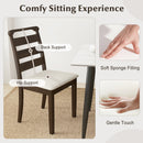 Polyester Upholstered Wooden Dining Chair Set of 2-Walnut