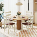 Wooden Dining Chair Set of 2 PU Leather Upholstered Kitchen Armless Chairs-White