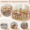 Wooden Dining Chair Set of 2 Farmhouse Kitchen Chair with Upholstered Seat-Brown