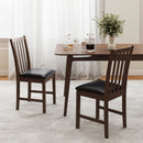 Wooden Dining Chair Set of 2 with Rubber Wood Frame and Padded Seat