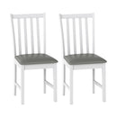 Wooden Dining Chair Set of 2 with Rubber Wood Frame and Padded Seat