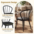 Wooden Dining Chair Set of 2 with High Spindle Back and Wide Seat