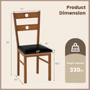 Wooden Dining Chairs Set of 2 Armless Kitchen Chairs with Hollowed Backrest