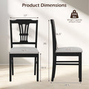 Wooden Dining Chairs Set of 2 Upholstered Kitchen Chairs with Solid Rubber Wood Frame