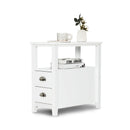 End Table Wooden with 2 Drawers and Shelf Bedside Table