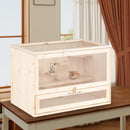 Wooden Hamster Cage with Mesh Flip Roof-Natural