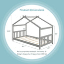 Twin Size Wooden House Bed with Roof
