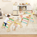 5-in-1 Wooden Kids Climber Toys with Triangle Arch Ramp-Multicolor
