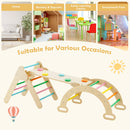 5-in-1 Wooden Kids Climber Toys with Triangle Arch Ramp