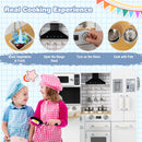 Wooden Kid's Corner Kitchen Playset with Stove for Toddlers-Natural & White