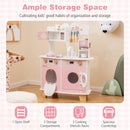 Wooden Kids Kitchen Playset with Coffee Maker for kids-Pink